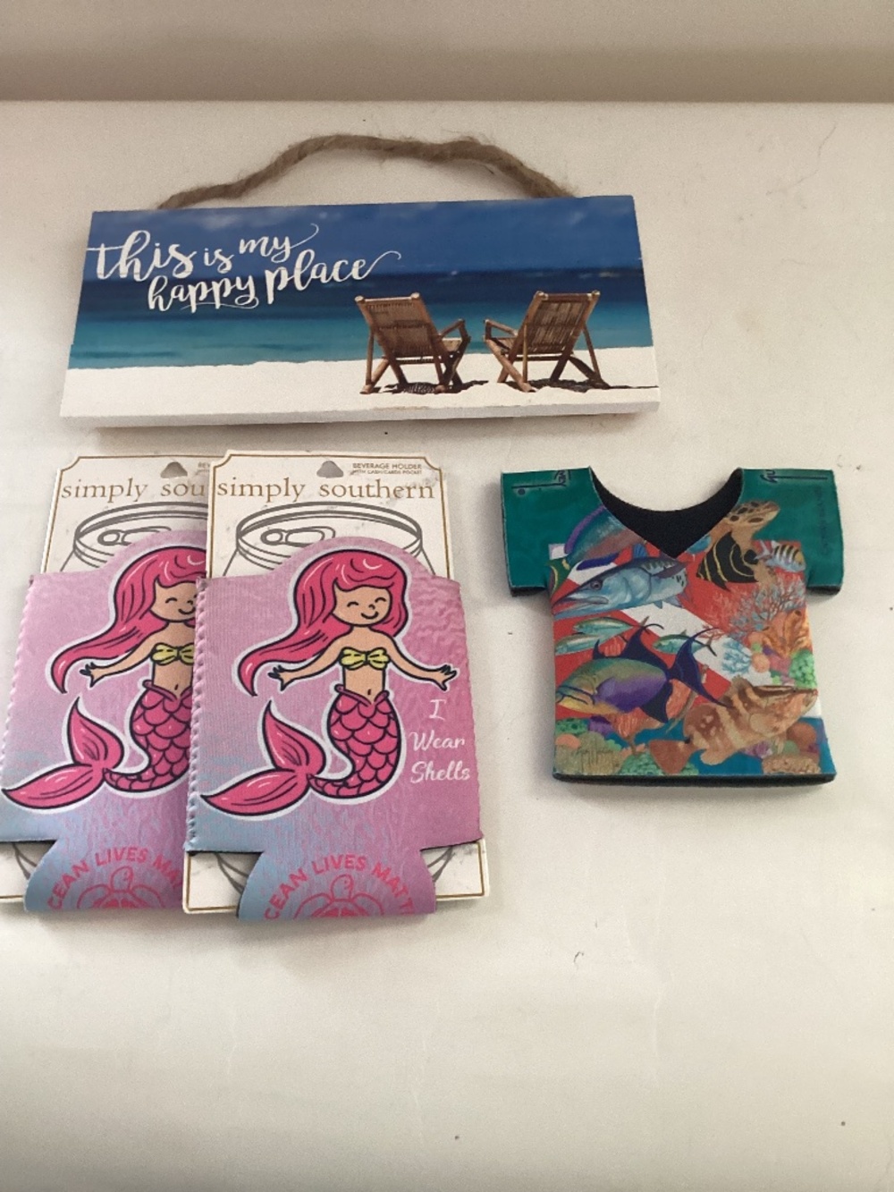 Simply Southern Drink Coozies, Wooden Beach Sign